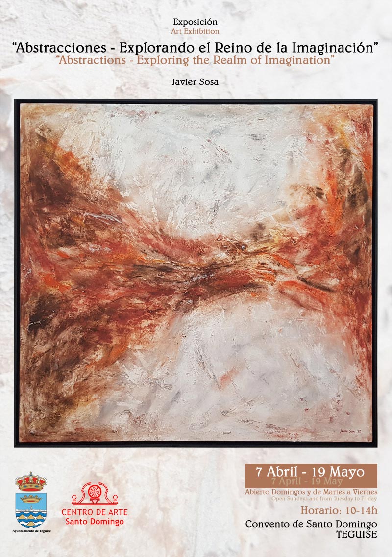 Cartel exposición arte abstracto lanzarote 'Abstracciones - Explorando el Reino de la Imaginación'