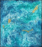 divagacion turquesa 90x100cm acrílico sobre tela y materia